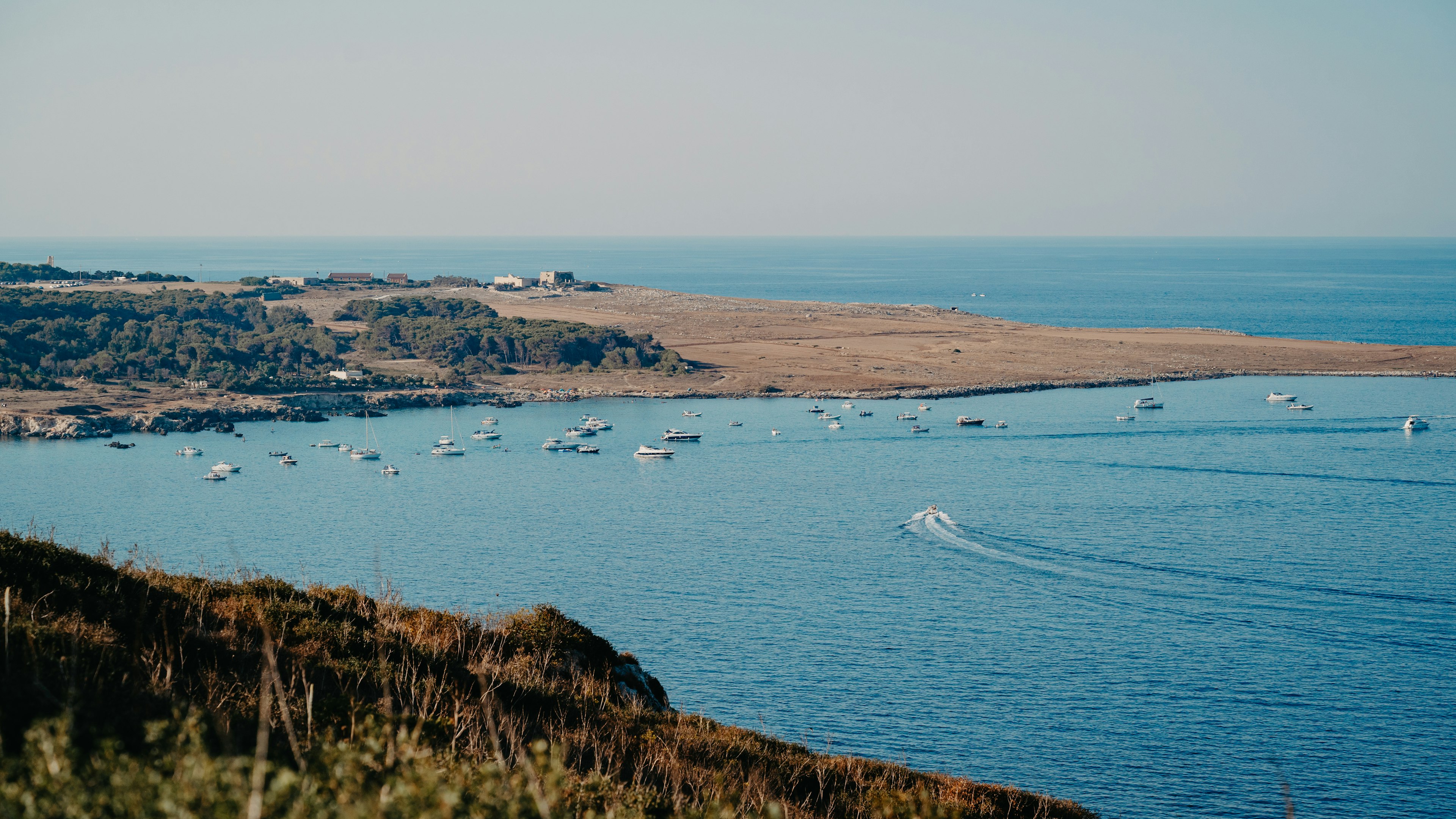 "Belvedere Fazi" point of view on "Baia dell'Orte" on the road to go to Faro di Punta Palascia.August 2024: Lecce, Puglia, Italy